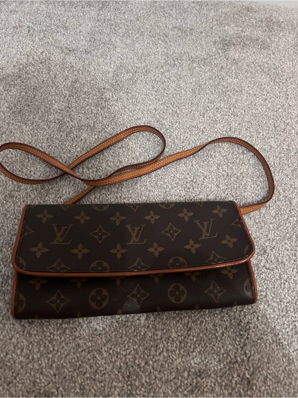 Louis Vuitton Monogram Canvas Crossbody Bag with Tan Trim